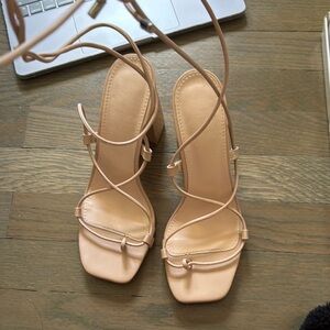 SHEIN Tan Strappy Heels Minimalist Design